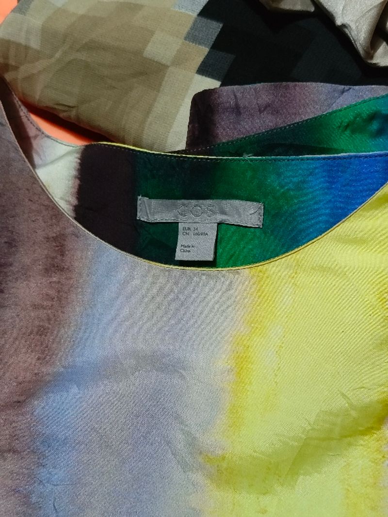 Cos Overlap Back Multi Stripe Silk Top, foto 4