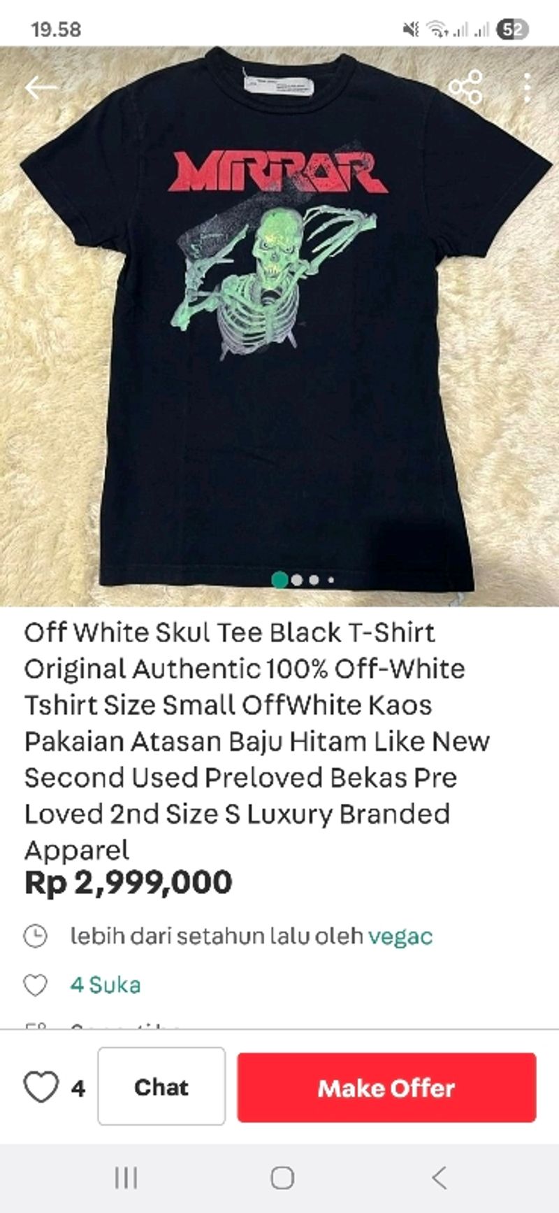 KAOS OFF WHITE MIRROR BLACK ORIGINAL 100%, foto 8