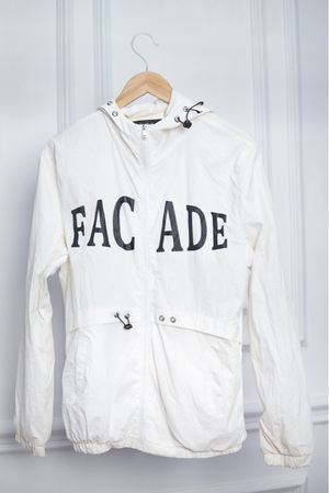 💨 Hoodie Jacket with Windbreaker Putih Grafis "FACADE" 💨