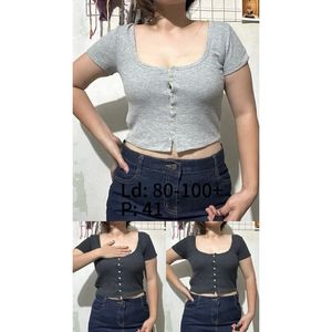atasan wanita rajut crop top