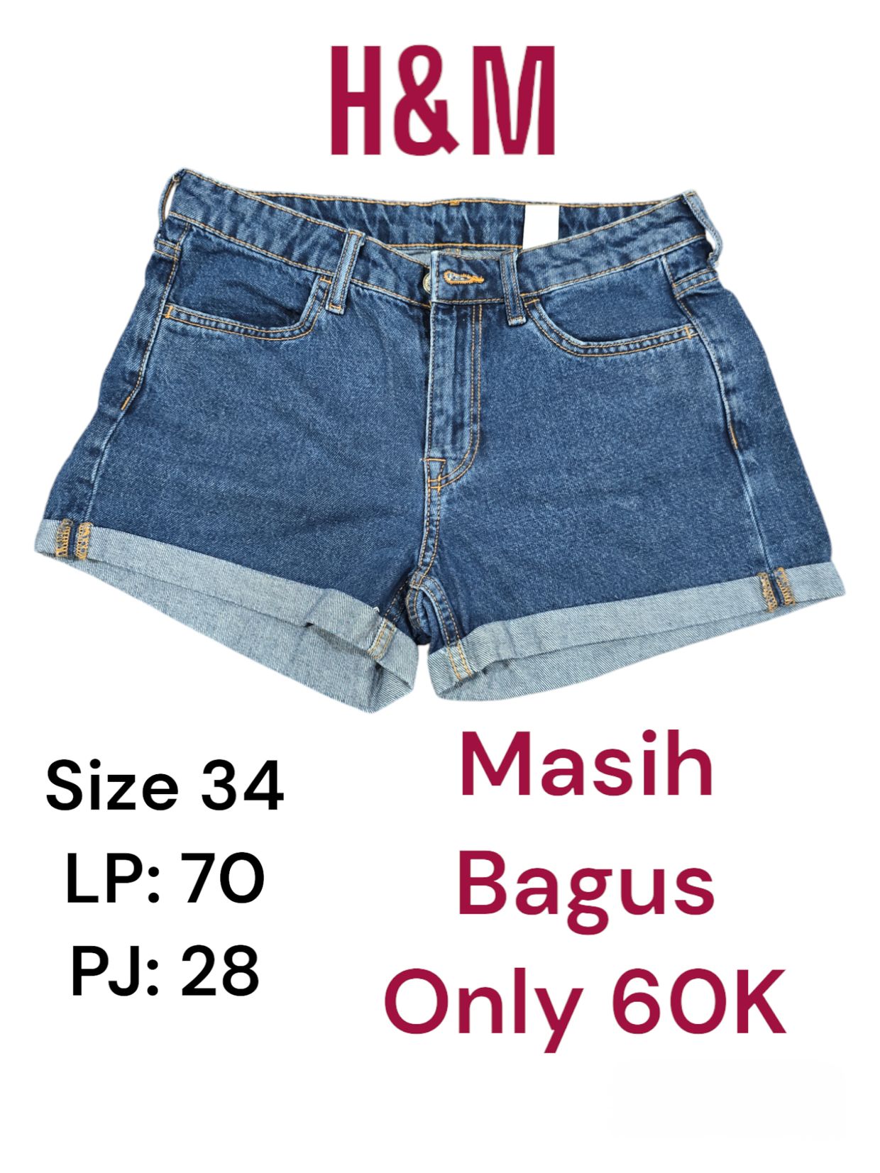 H&M Y2K Short Wanita navy