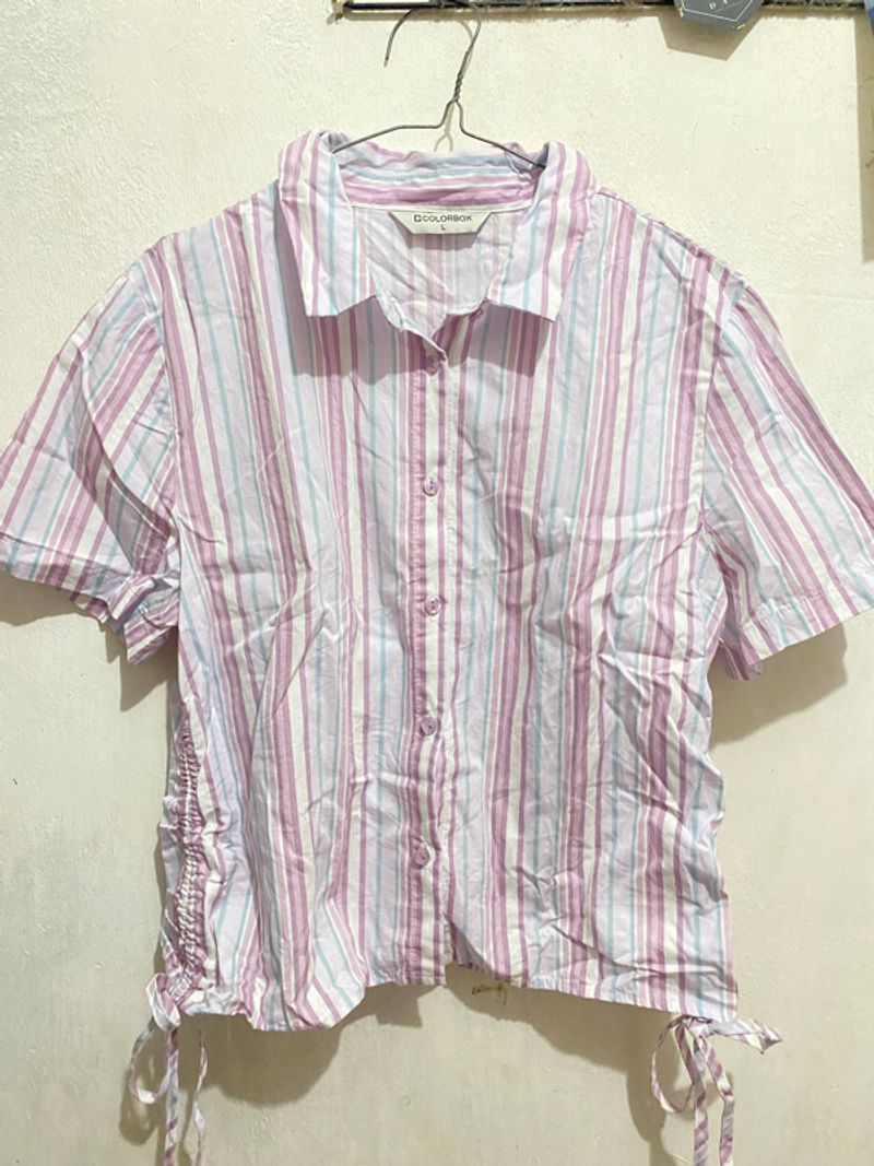 Colorbox crop kemeja pink, foto 5