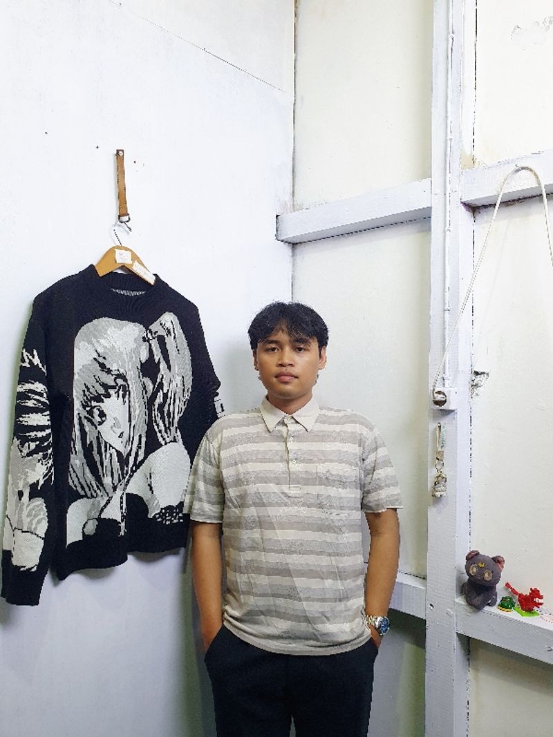 Kaos Kerah Strip Weathercock, foto 5