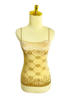 cream nude floral lace spaghetti strap sheer tanktop
