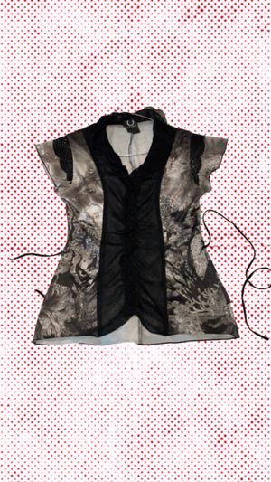SHEER GRAPHIC LACE BLOUSE TOP