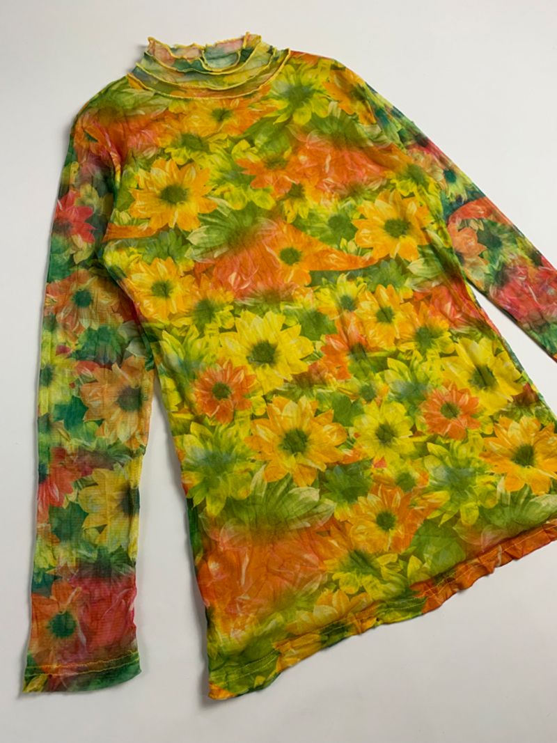 Y2k Flower Mesh Top Graphic Multicolor, foto 4