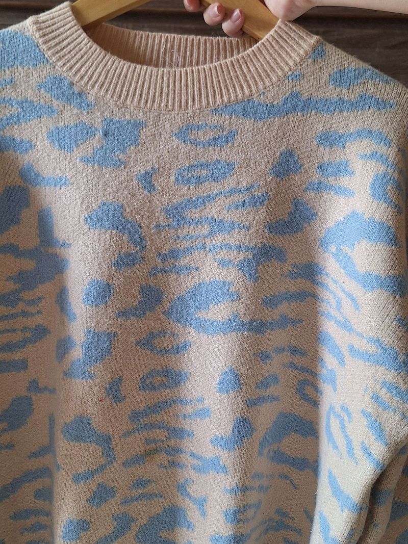 Sweater Leopard Blue Wanita, foto 3