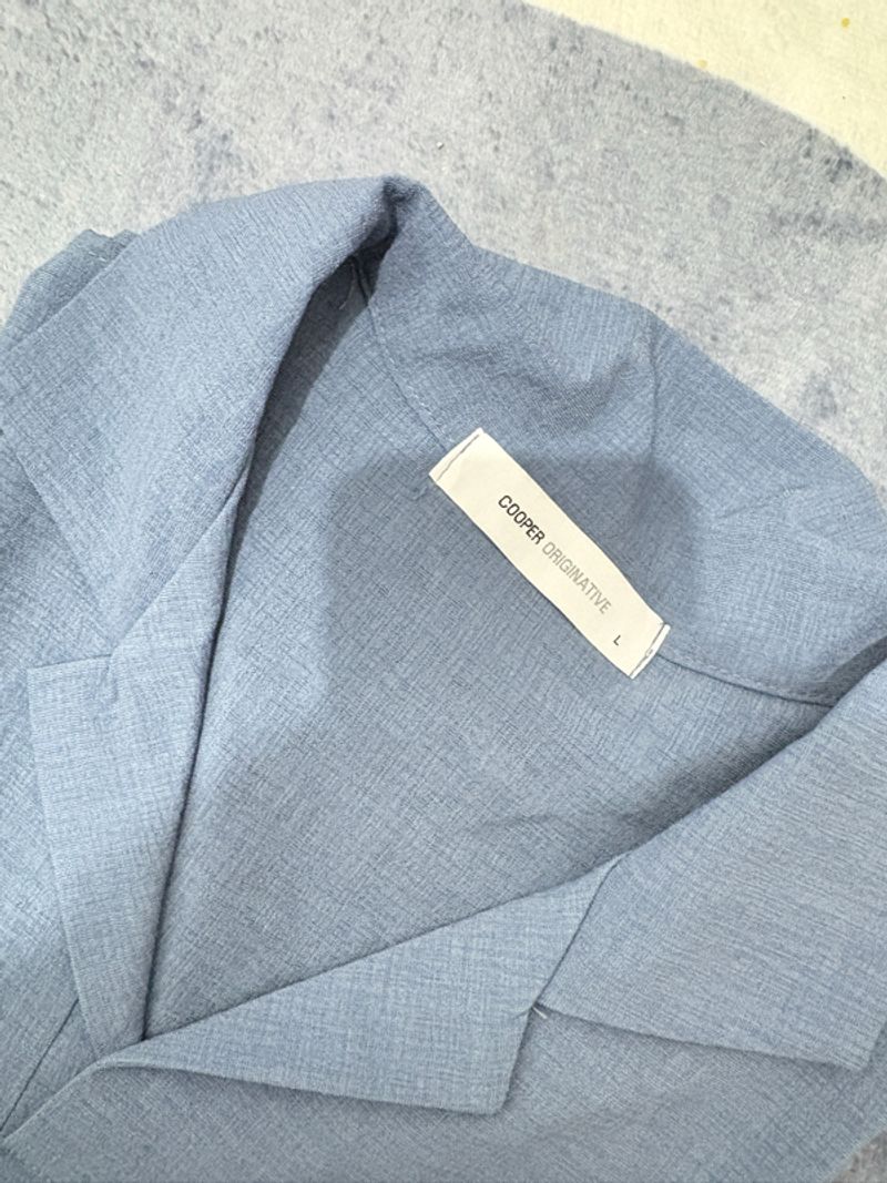 Blouse Linen Biru Dusty, foto 2