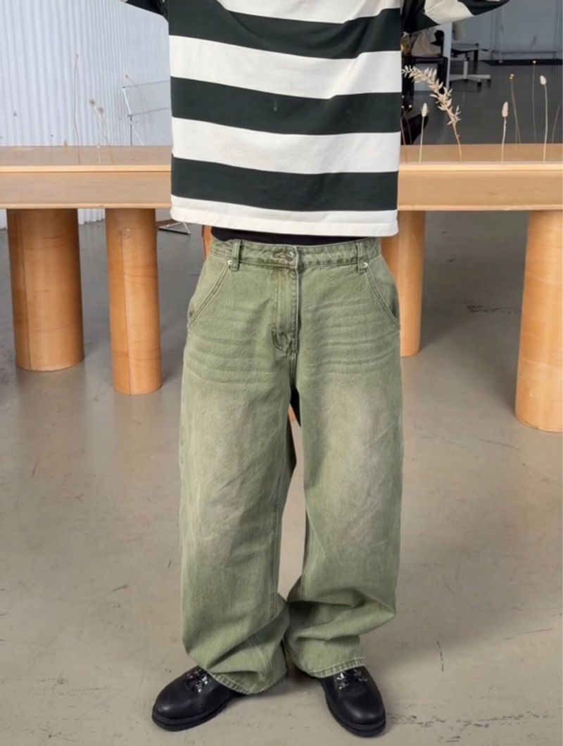 N.Z wide baggy matcha jeans, foto 9