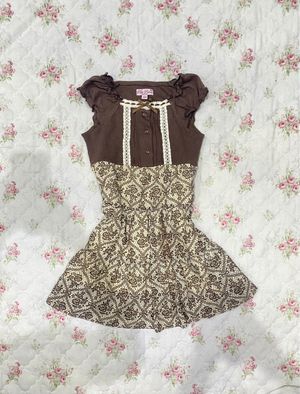 Minidress brown floral cottagecore fairy coquette vintage y2