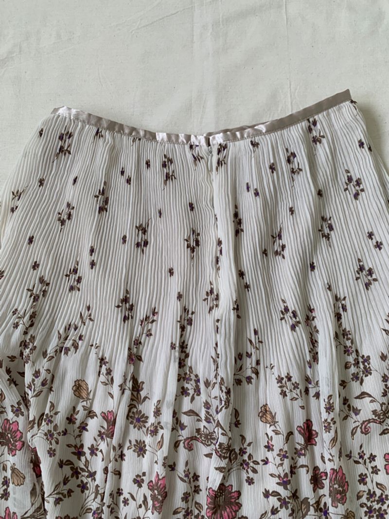 Flowing white pleated midi skirt, foto 4