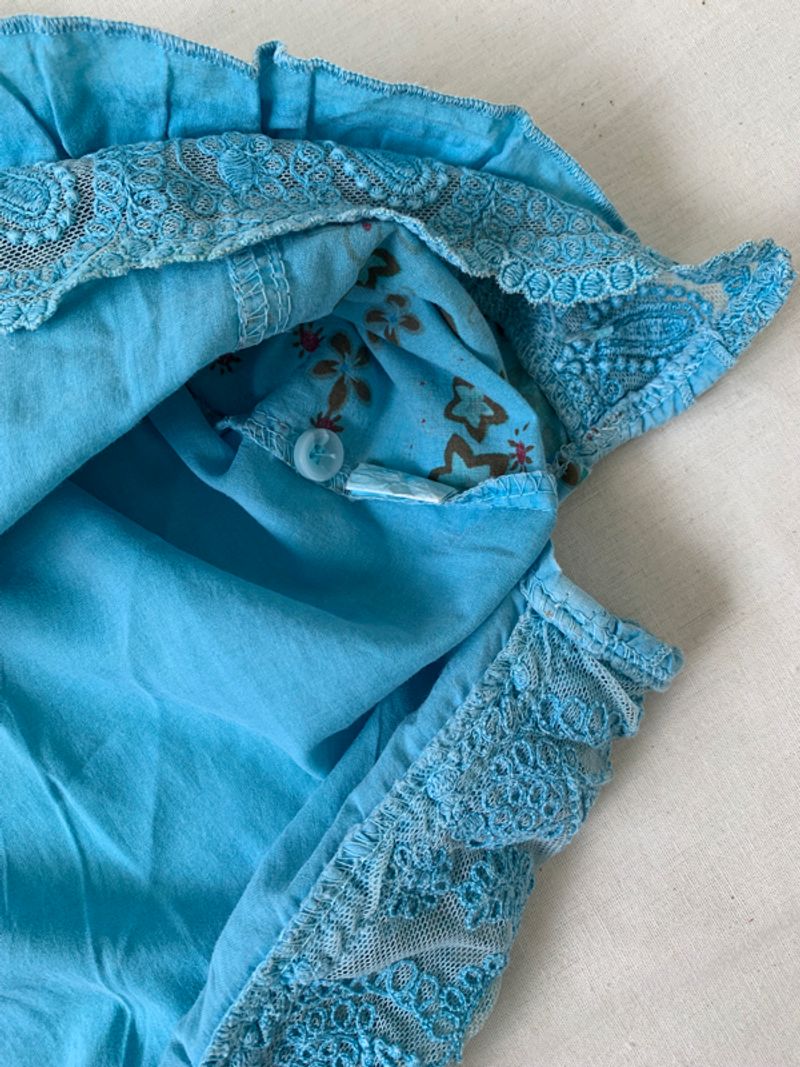 Light blue cotton sleeveless blouse, foto 4