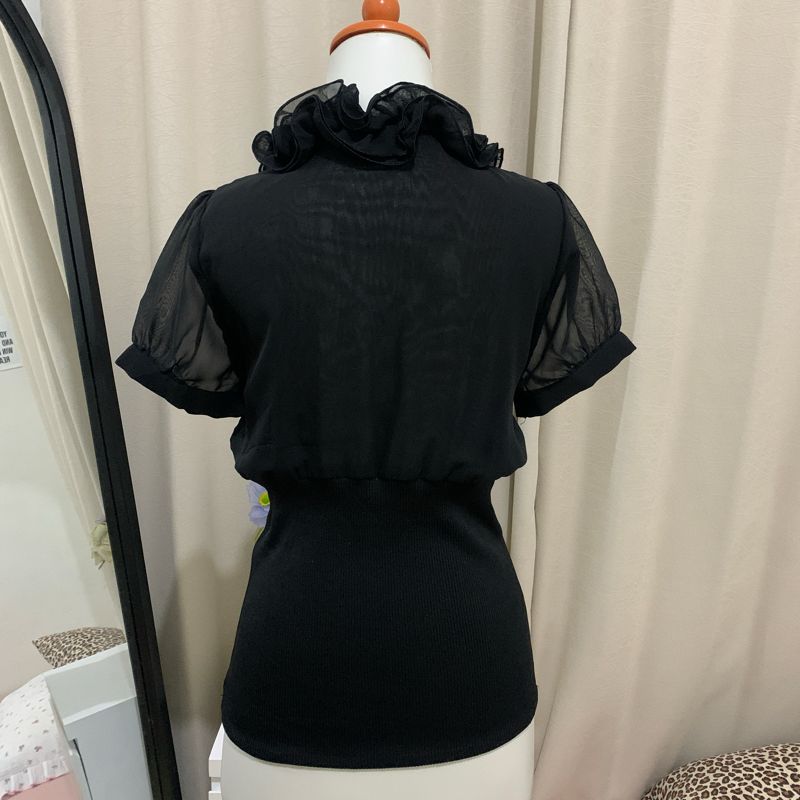 Black Ruffle Chiffon Blouse, foto 5