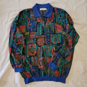 Full pattern half button knit - vtg looks (unisex)