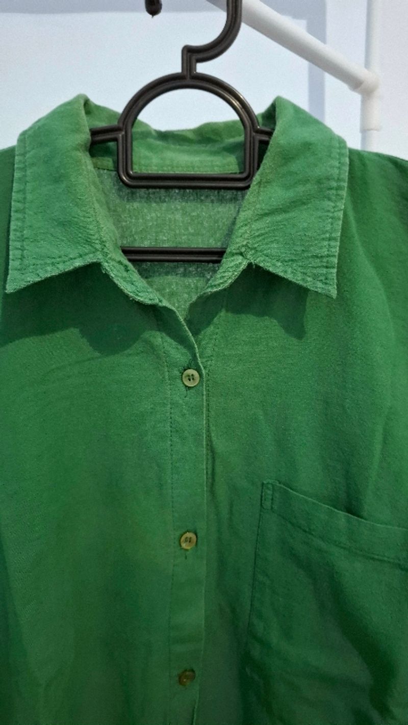KEMEJA LINEN HIJAU BOTOL, foto 2