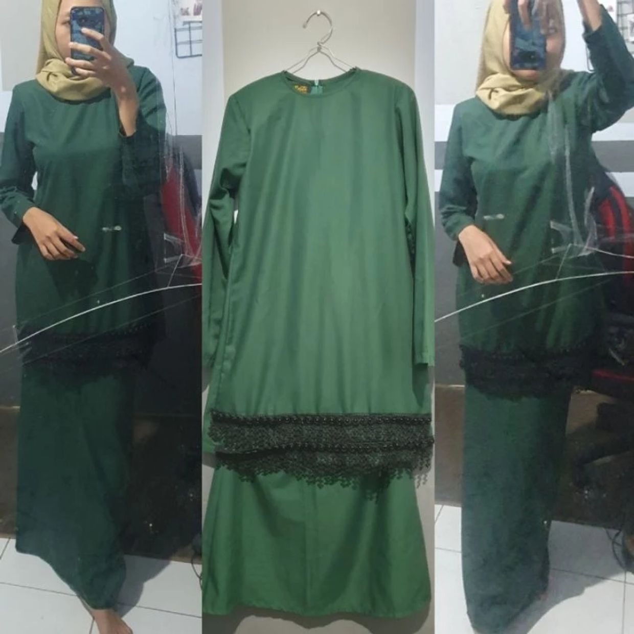 Muslim Pakaian Nasional Maxi dress Wanita green