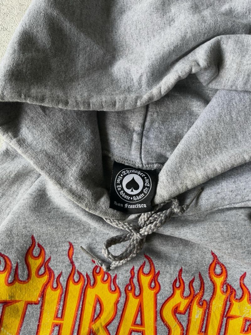 Thrasher flame hoodie grey, foto 3