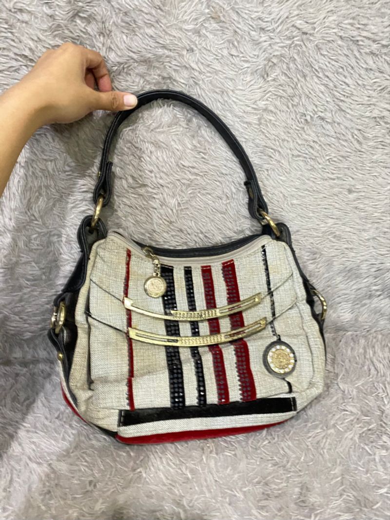 Handbag Silver Canvas, foto 2