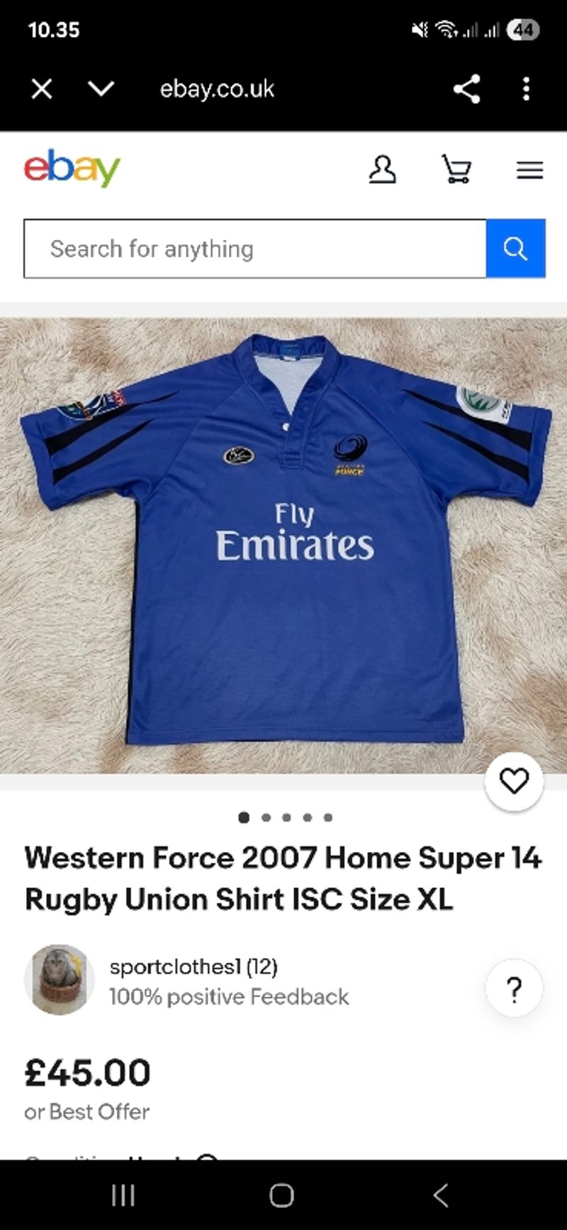 JERSEY RUGBY WESTERN FORCE ORIGINAL 100%, foto 6