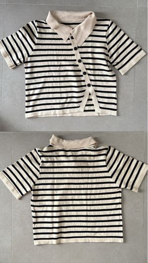 Knit Shirt/Atasan Baju Kerah Motif Stripes