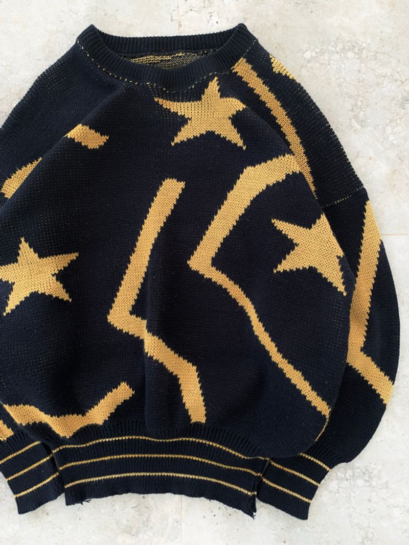 Black and Yellow Star Geometric Pattern Knitwear, foto 3