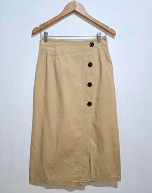 Skirt GU by UNIQLO Linen Pencil Coksu (L)