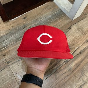Vintage Cincinnati Reds Hat Cap Snapback Red Trucker Mesh ML