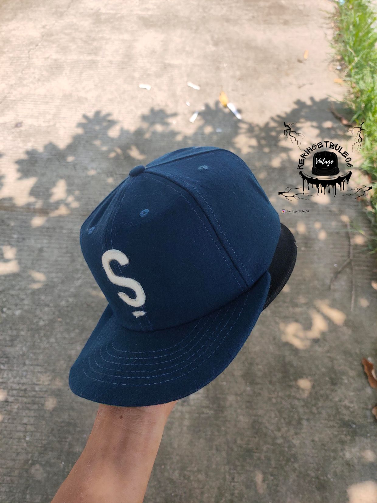 Vintage Hat Pria navy, foto 4