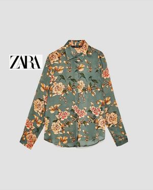 ZARA ZR 199 kemeja wanita motif floral lengan panjang