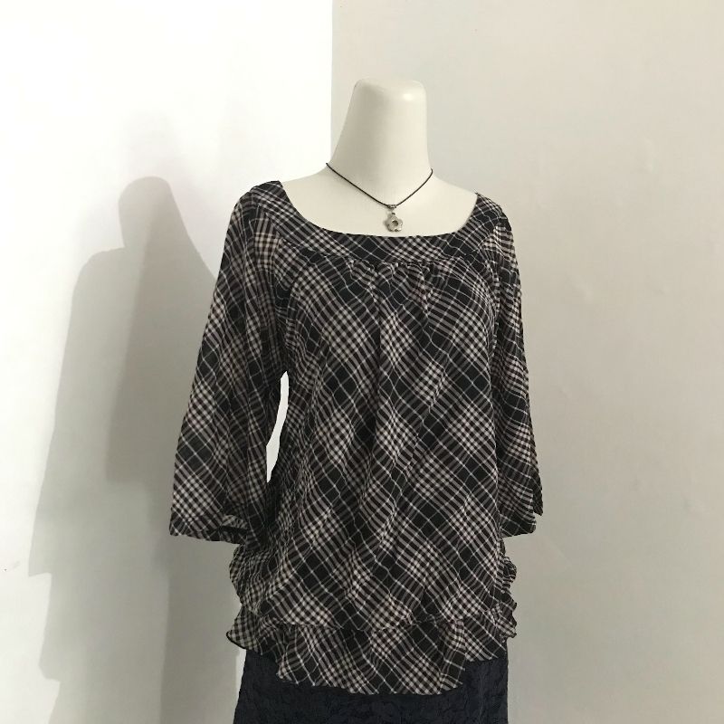 black plaid blouse plaid top, foto 3