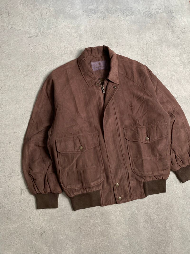 Vintage Current Stage Suede Brown Harrington Flight Jacket, foto 3