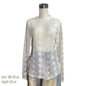white vintage mesh lace top