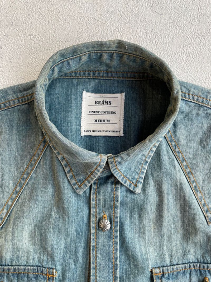 BEAMS WESTERN DENIM SHIRT BLUEWASHED, foto 5