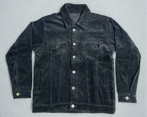 Corduroy Trucker Black Jacket