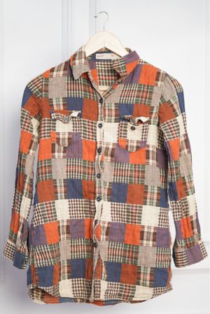 🤎 Kemeja Lengan Panjang Patchwork Flannel Vintage 🤎
