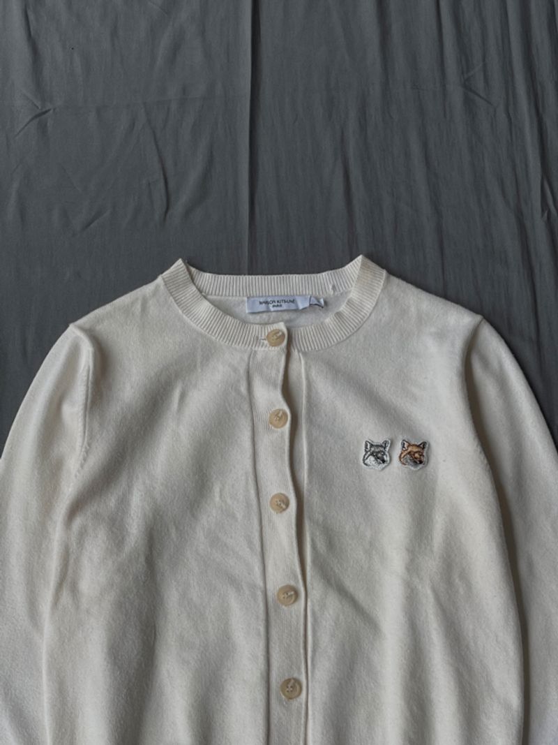 authentic Maison Kitsune Cardigan Cream double Fox, foto 2