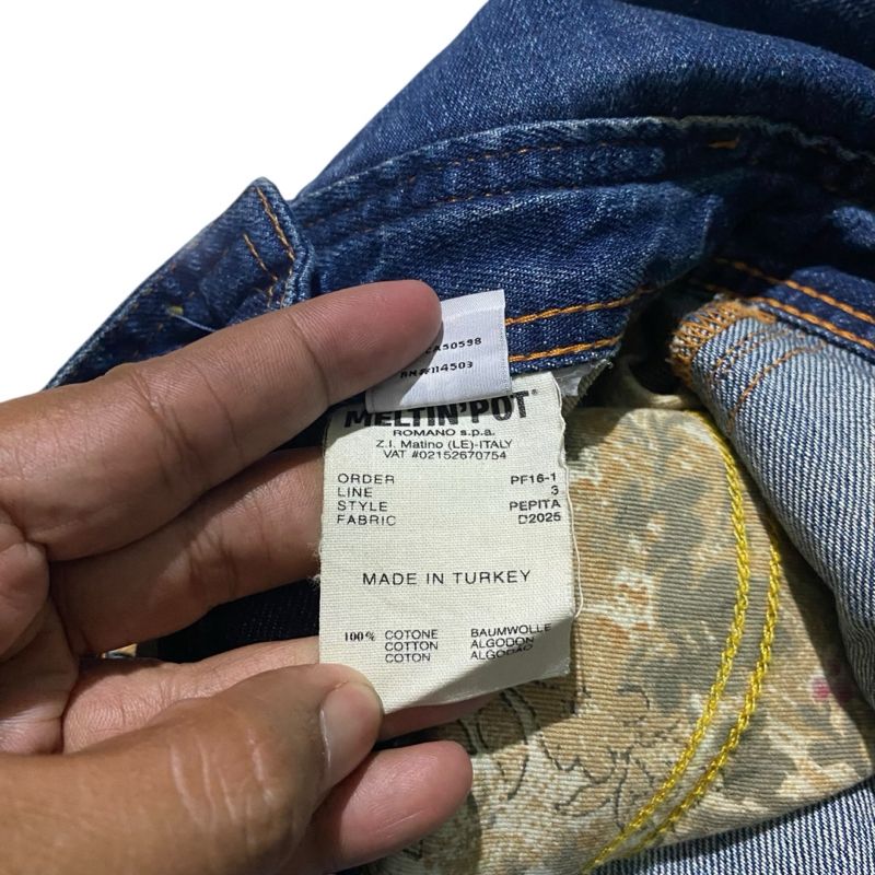 Meltin pot distressed denim overall shorts, foto 9