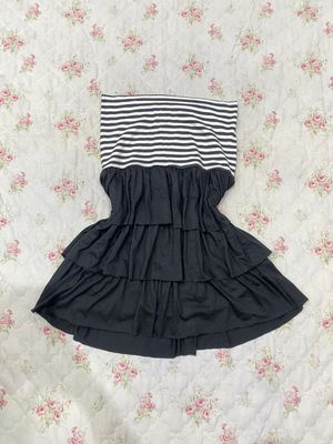 minidress kemben umpak salur black cute coquette vintage