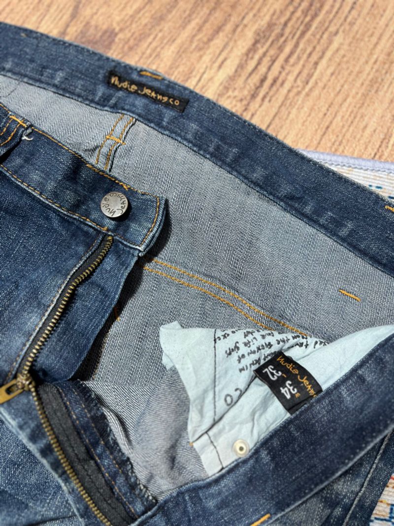 Nudie reguler fit blue jeans, foto 6