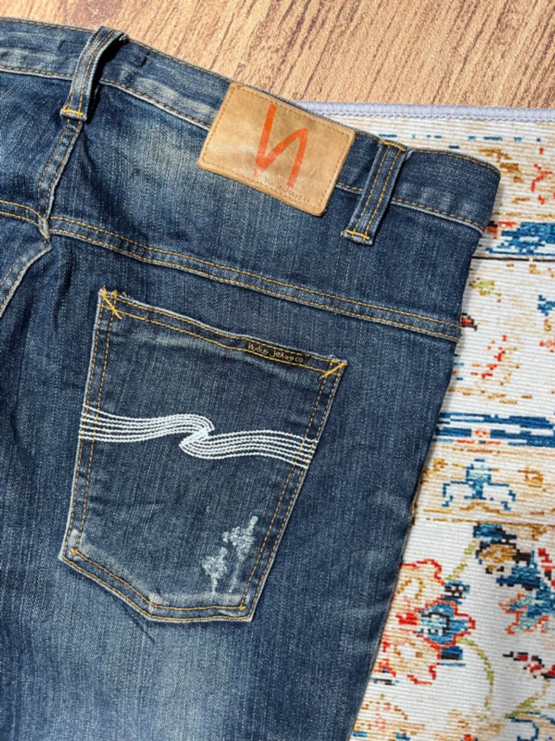 Nudie reguler fit blue jeans, foto 5