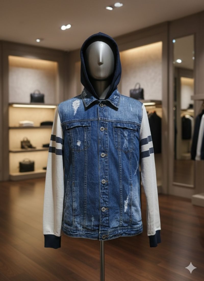 Jacket Denim Hodie Zara man Riped, foto 3