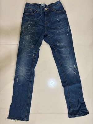 Denim Rework sashiko handmade straight pants