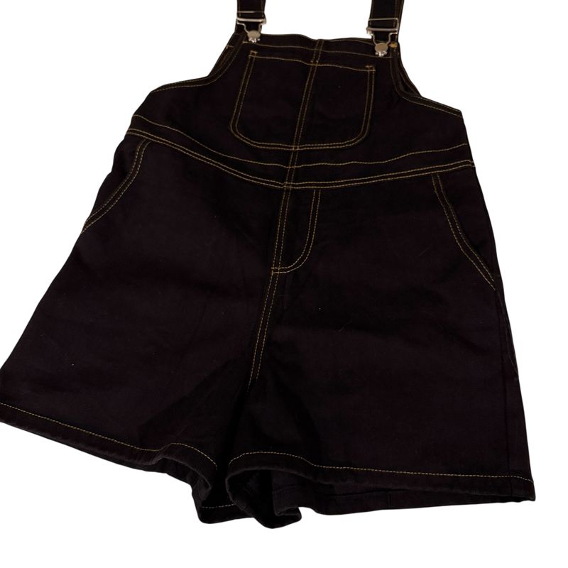 Black Denim Jeans Shorts Overalls, foto 3