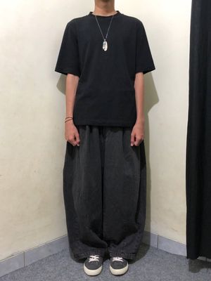 Farmer's market wide balloon jeans pants black wash