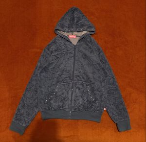 Berry Tokyo Banby Stud Velvet Zip Hoodie