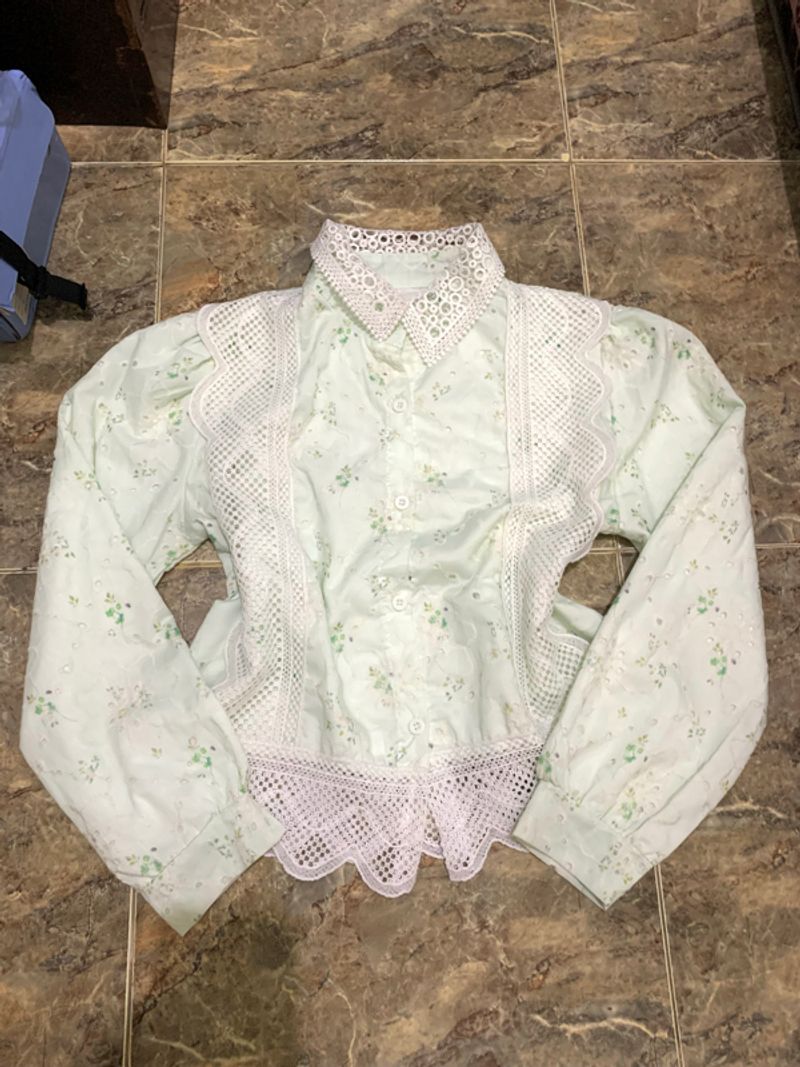 Blouse daisy lucu mint, foto 2