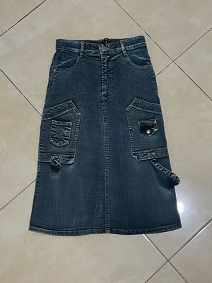 denim high waist skirt