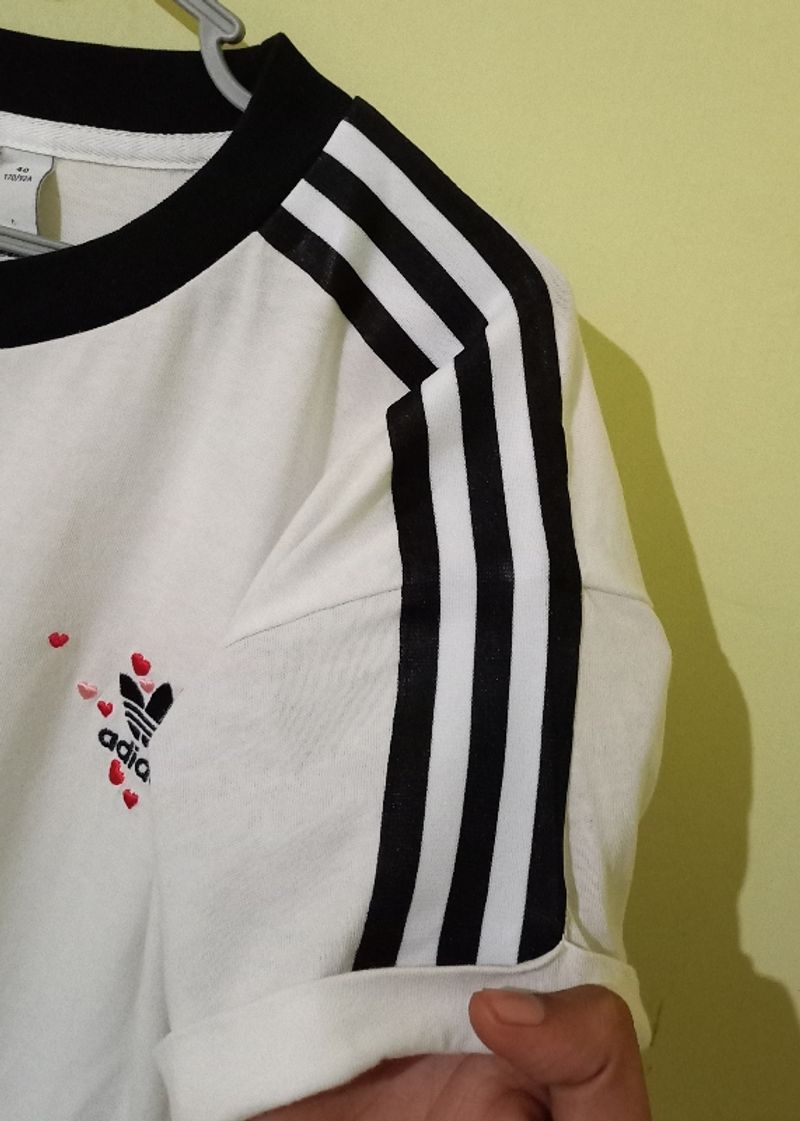kaos adidas ringer three crop, foto 2