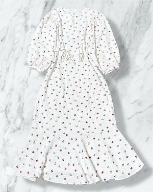 Dress Bunga Putih Model Duyung (Dress Wanita Vintage)