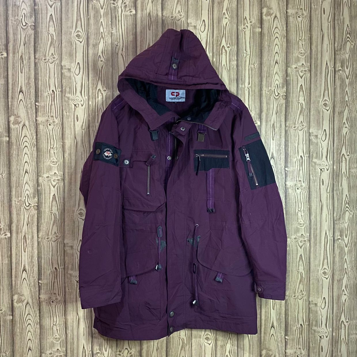 Casual Windbreaker Pria burgundy